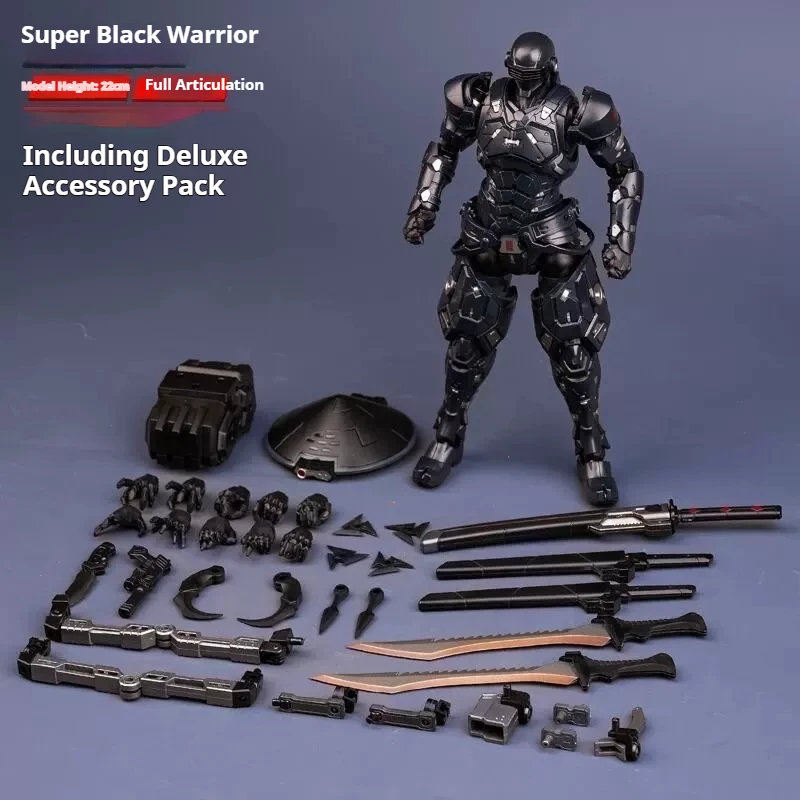22cm Super Black Warrior SC001 Snake Eyes Action Figure 1/10 Mecha Ninja Articulated Figure Finished Model Collect Toy Boy Gift