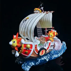 One Piece GK Thousand Sunny Pirate Ship Model Dual Mast Sailing Vessel with Wave Base Scene Boxed Collectible Figure Gift