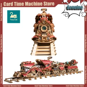 How Cat Fantasy Steampunk Train Building Blocks Diorama Model Kit DIY 3D Wooden Puzzle Wooden Birthday Gift Dollhouse Decoration