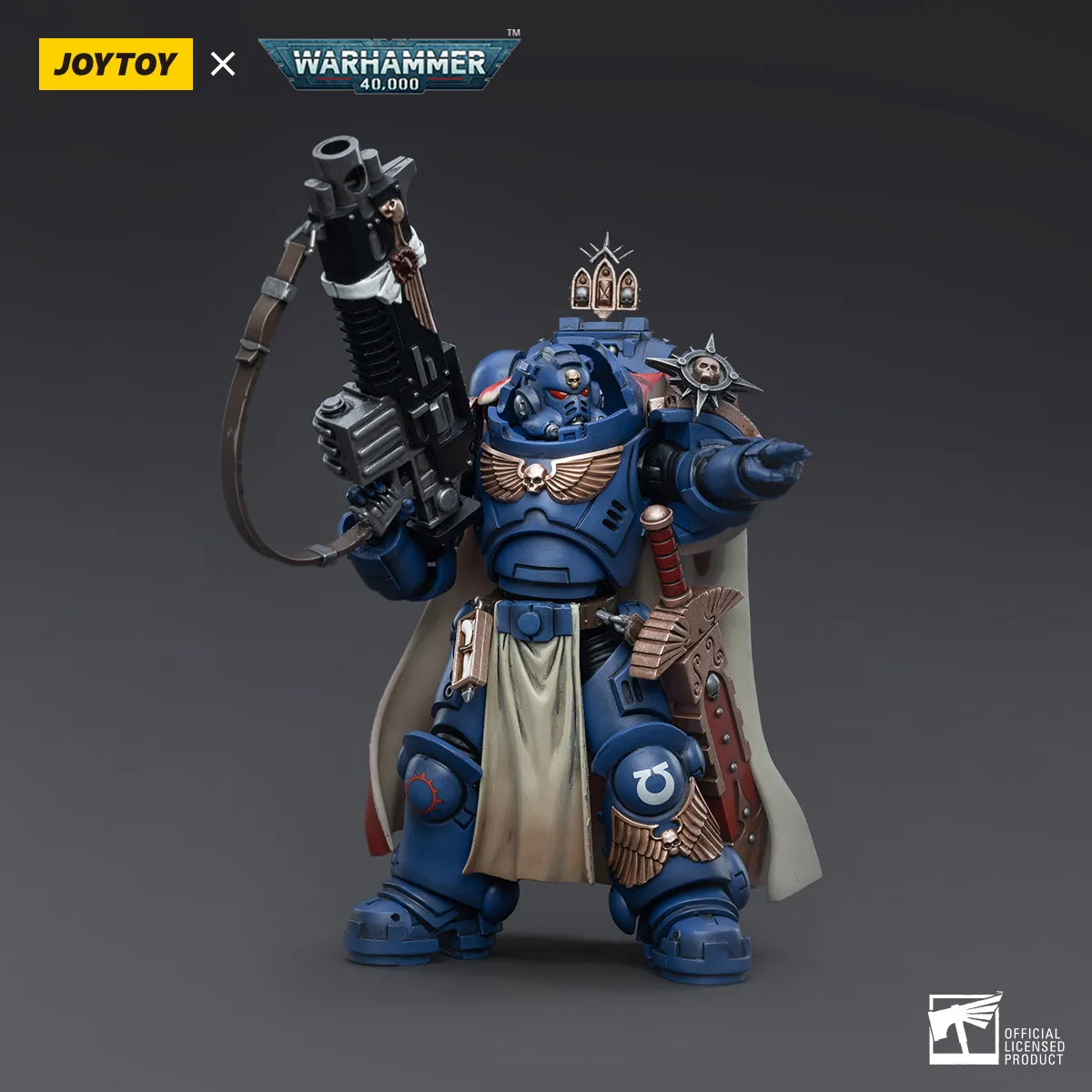 JOYTOY Warhammer 40000/40k Ultramarines Captain with Master-crafted Heavy Bolt rifle Action Figure Doll Model Gift Decoration