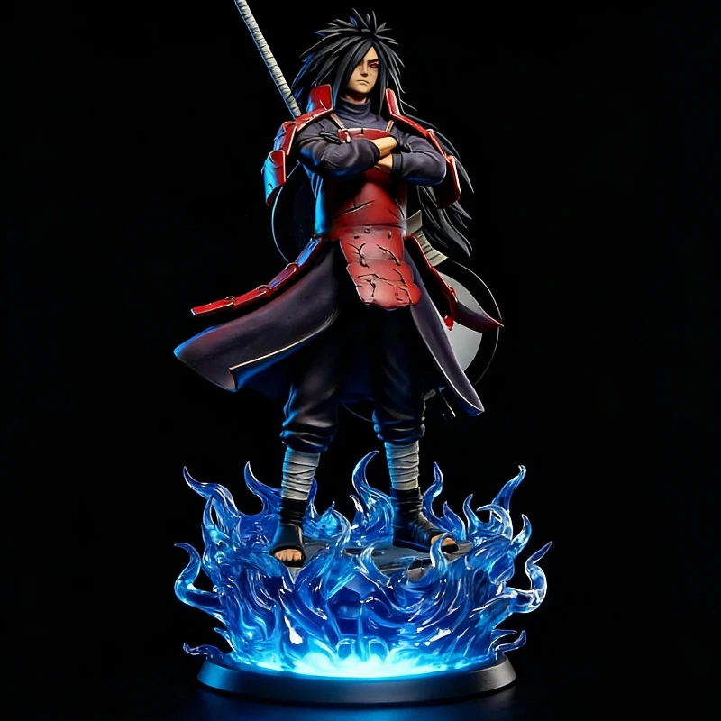 In Stock 25cm 42cm Anime Naruto GK Uchiha Madara CW Gatekeeper Ver LED Light Up PVC Figure Collectible Statue Model Toy Desktop