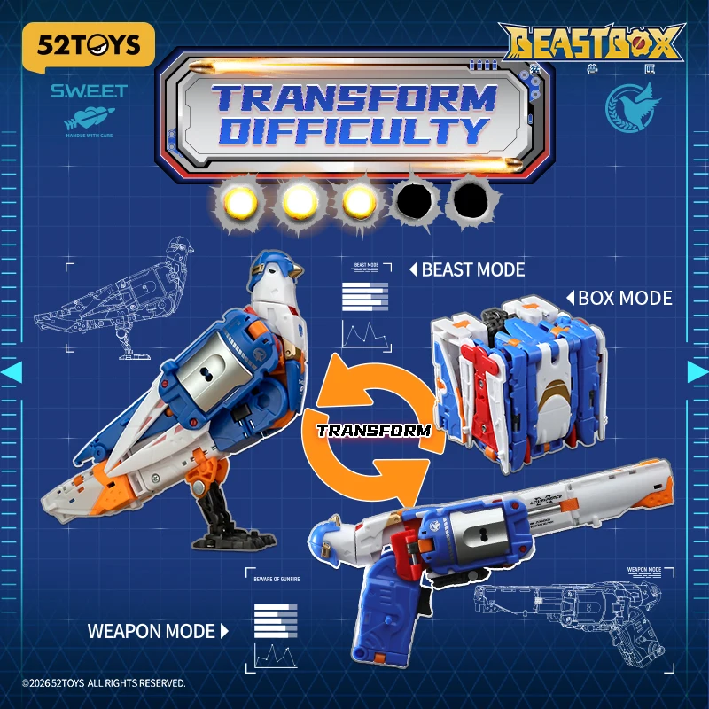 52TOYS BEASTBOX BB-76 LOVEGUN Deformation Dove Toys Action Figure, Collectible Converting Toys