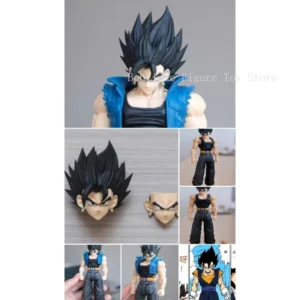 In Stock Dragon Ball SSJ Super Saiyan Vegetto Black Head Sculpture Anime Action Figures Toys