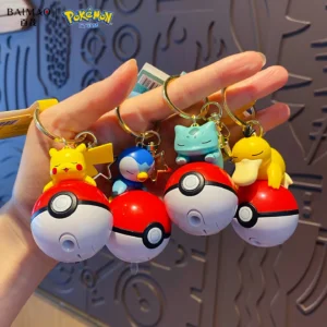 Genuine Pokemon Pikachu Keychain Psyduck Piplup Bulbasaur Anime Action Figures Toy Keyring Fragrance Pendant Christmas Gifts
