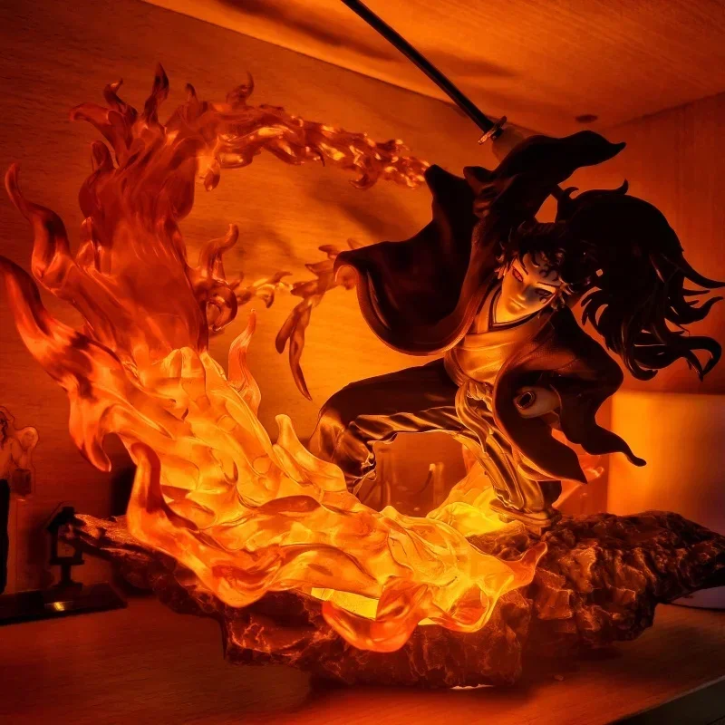 Hot Demon Slayer Toys Kokushibo Tsugikuni Yoriichi Anime Figure With Led Light Kimetsu No Yaiba Pvc Figurine Statue Model Gifts
