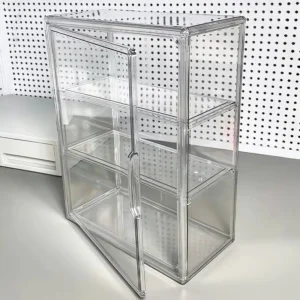 Acrylic Figures Desktop Storage Box Organizer Doll Storage Display Clear Plastic Dustproof Large Capacity Figure Display Cabinet