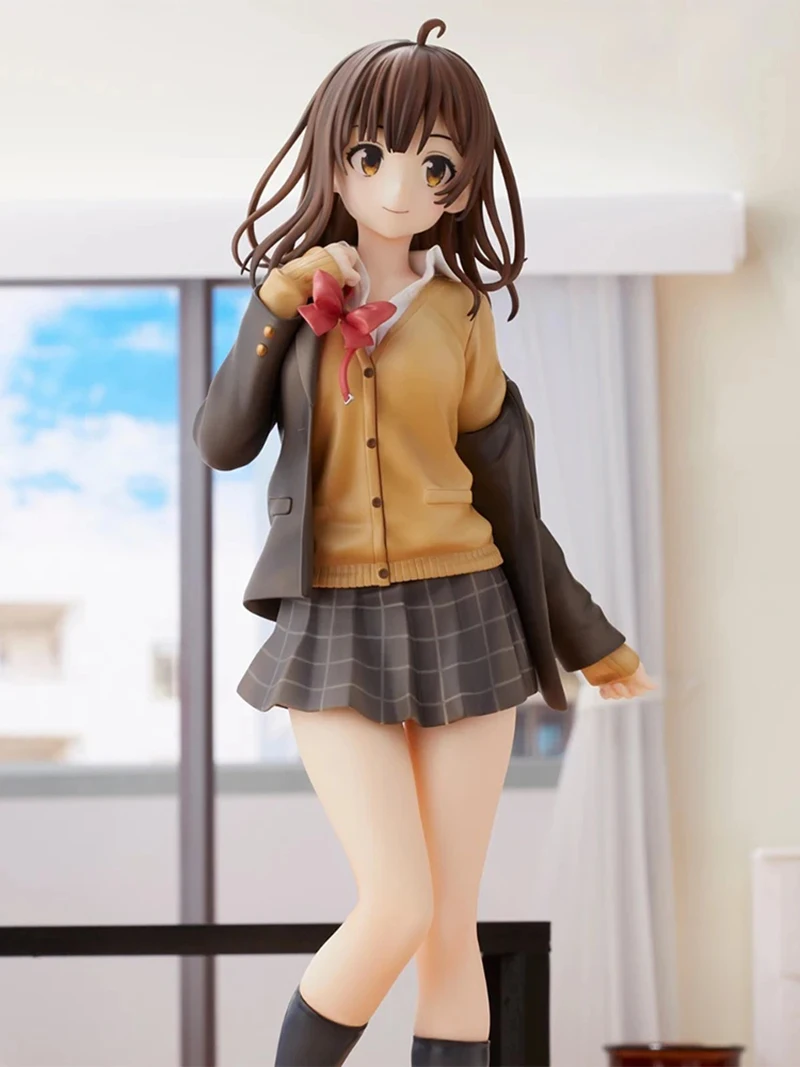 26CM Anime Figure Ogiwara Sayu Shave The Beard And Pick Up Schoolgirl Sitting Uniforms Model Ornaments Collection Doll Toys Gift