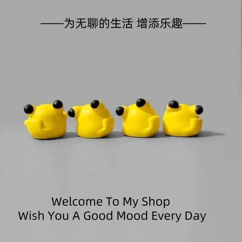 4pcs Pikachu Anime Cartoon Cute Decompression Healing Computer Desktop Mini Ornament Model Doll Figures Cute Toy Car Decoration