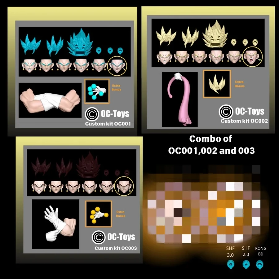 Original Octoys Oc01 Oc02 Oc03 Dragon Ball Z Vegito Accessory Pack 1/12 Anime Action Figure Toy Model Christmas Gift