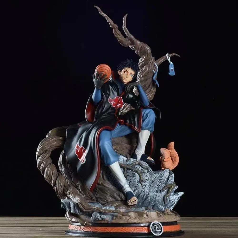 Obito Tobi Uchiha GK Anime Figure 33cm PVC Static Statue Dual Head Sculpt Akatsuki Ninja Collectible Model Display Ornament Gift
