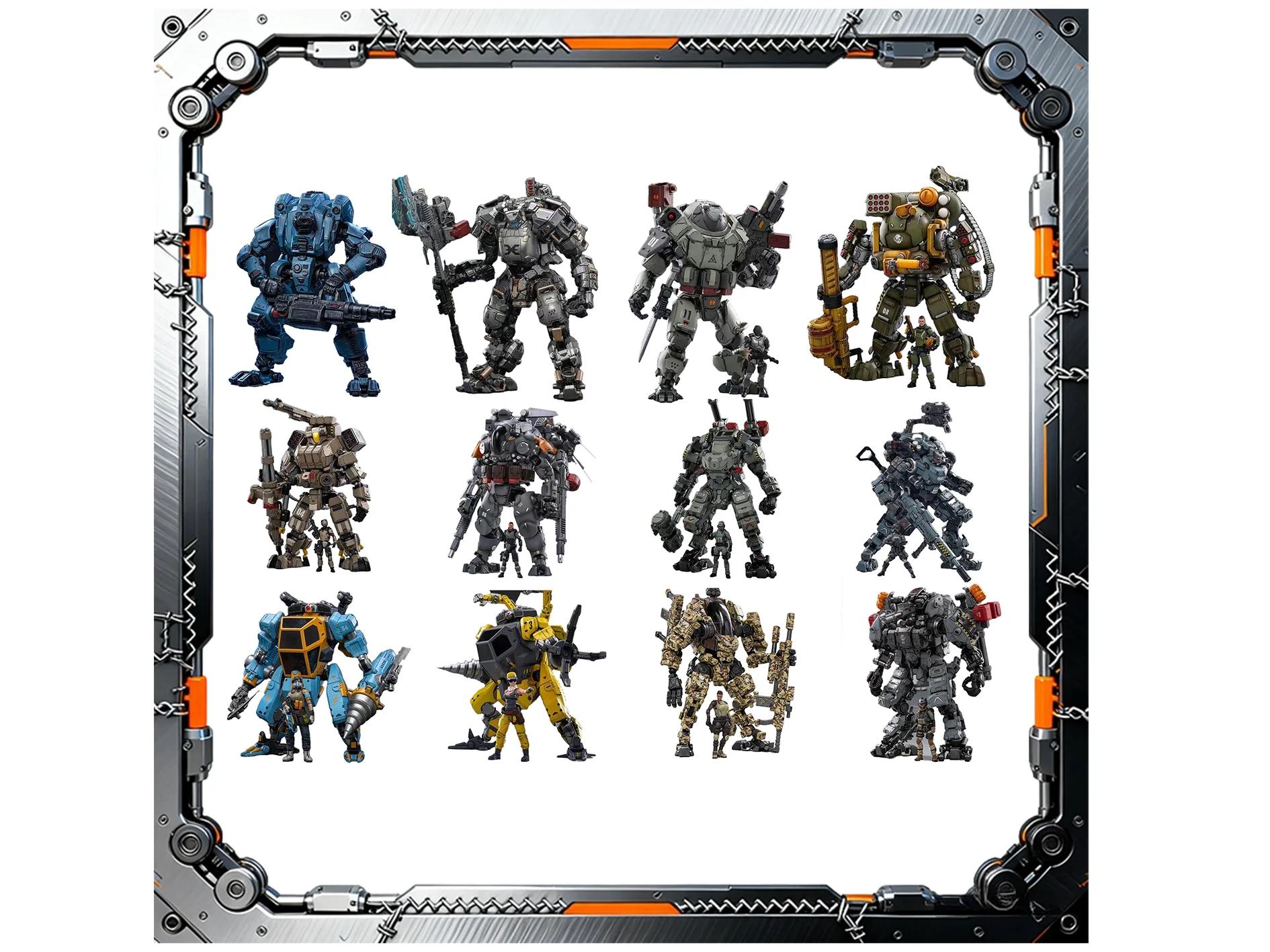 Official Genuine Joytoy Mecha, Steel Bone Robot Toy, Full Articulation Indust Equipped Military Style Collectible Action Figure