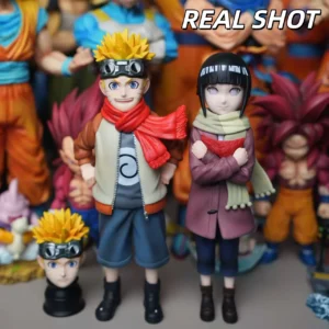 【HY STUDIO】21cm/8.27in Kid Naruto and Hinata Action Figure Set Anime Model Statue Collectible Toy Gift for Fans Decoration