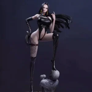 49cm One Piece Boa Hancock Pirate Empress Leather Coat Anime Handmade Model Action Figures Desktop Case Decoration Ornament Gift