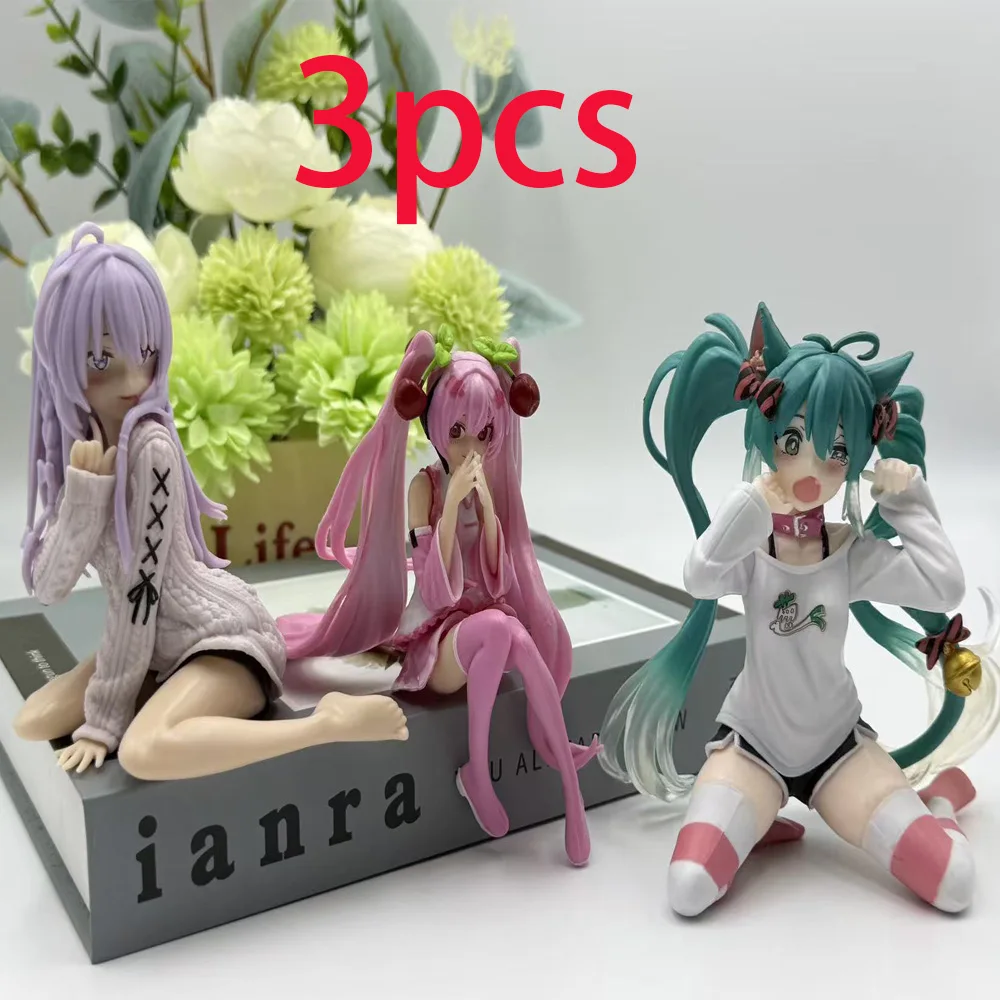 New Hatsune Miku Anime figure Pink dress PVC model action toys Cherry pink cherry blossom decoration collect gifts