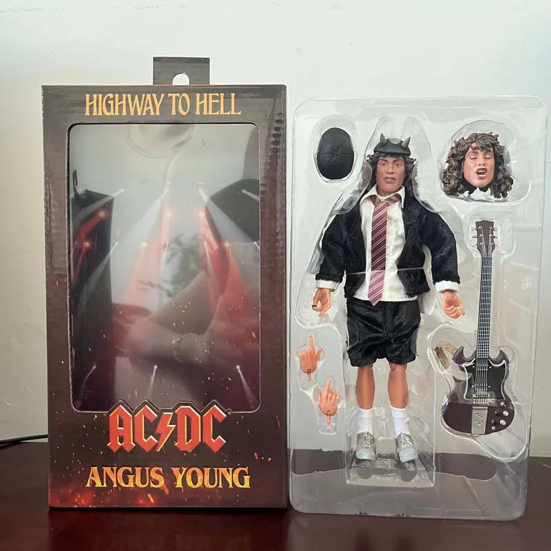 NECA Figure Highway To Hell Angus Young Bon Scott Real Clothes Action Figure Model Toys Collection Joint Movable Gift For Kids