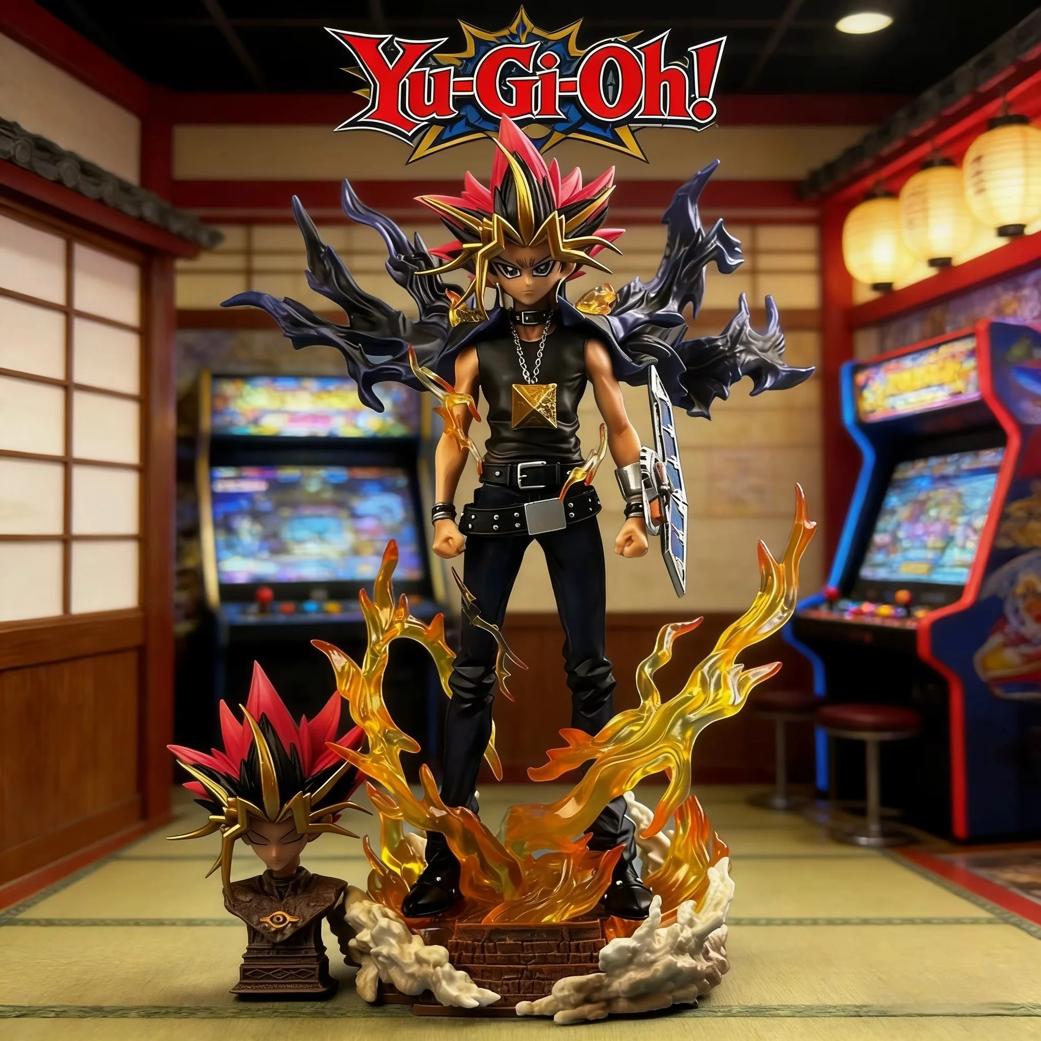 Yu-Gi-Oh! Dark Yugi Atem Action Figure Double-Headed Anime Static Statue Desktop Decor Collectible Toy Surprise Gift Anime Fans