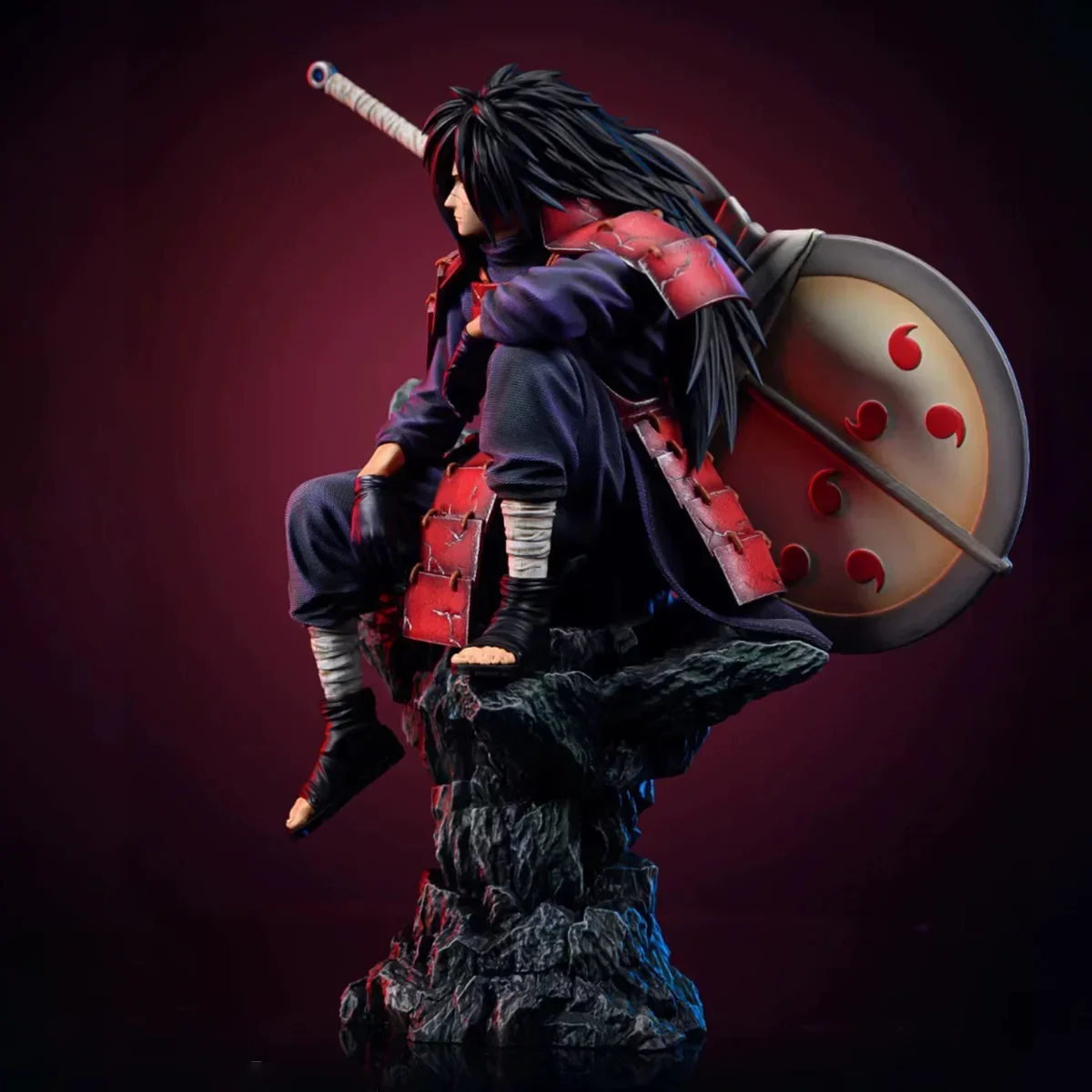 Hokage anime figurine sitting posture Uchiha Madara 28cm ninja world battle model handmade ornament gift table setup