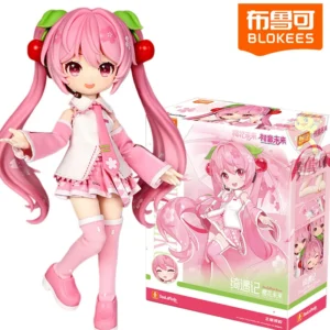 BLOKEES Original Hatsune Miku Sakura Miku Q version Miracle Edition Singer Action Figure Joint Mobility Assembly Toy Doll Gift