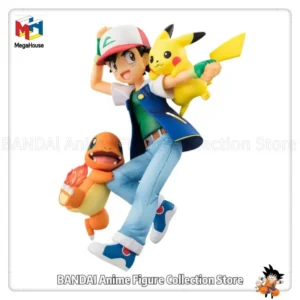 Hot Sale Original MegaHouse G.E.M.Series Pocket Monster THE ORIGIN SATOSHI&PIKACHU & HITOKAGE 1/8 Limited Edition Model Statue