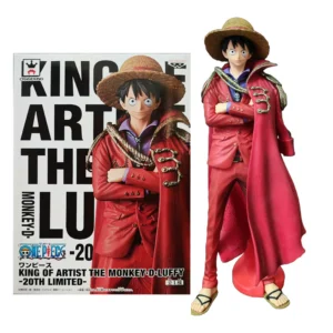 25CM Anime One Piece Red Luffy Shawl Figure Model Black Cloak Standing Model Toy Gift Doll Action Figure Removable