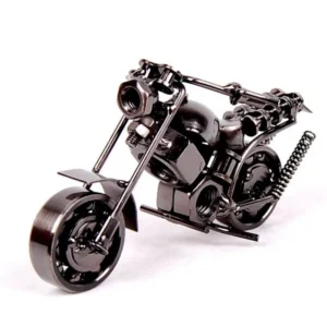 14cm Motorcycle Model Retro Motor Figurine Metal Decoration Handmade Iron Motorbike Prop Vintage Home Decor Kid Toy