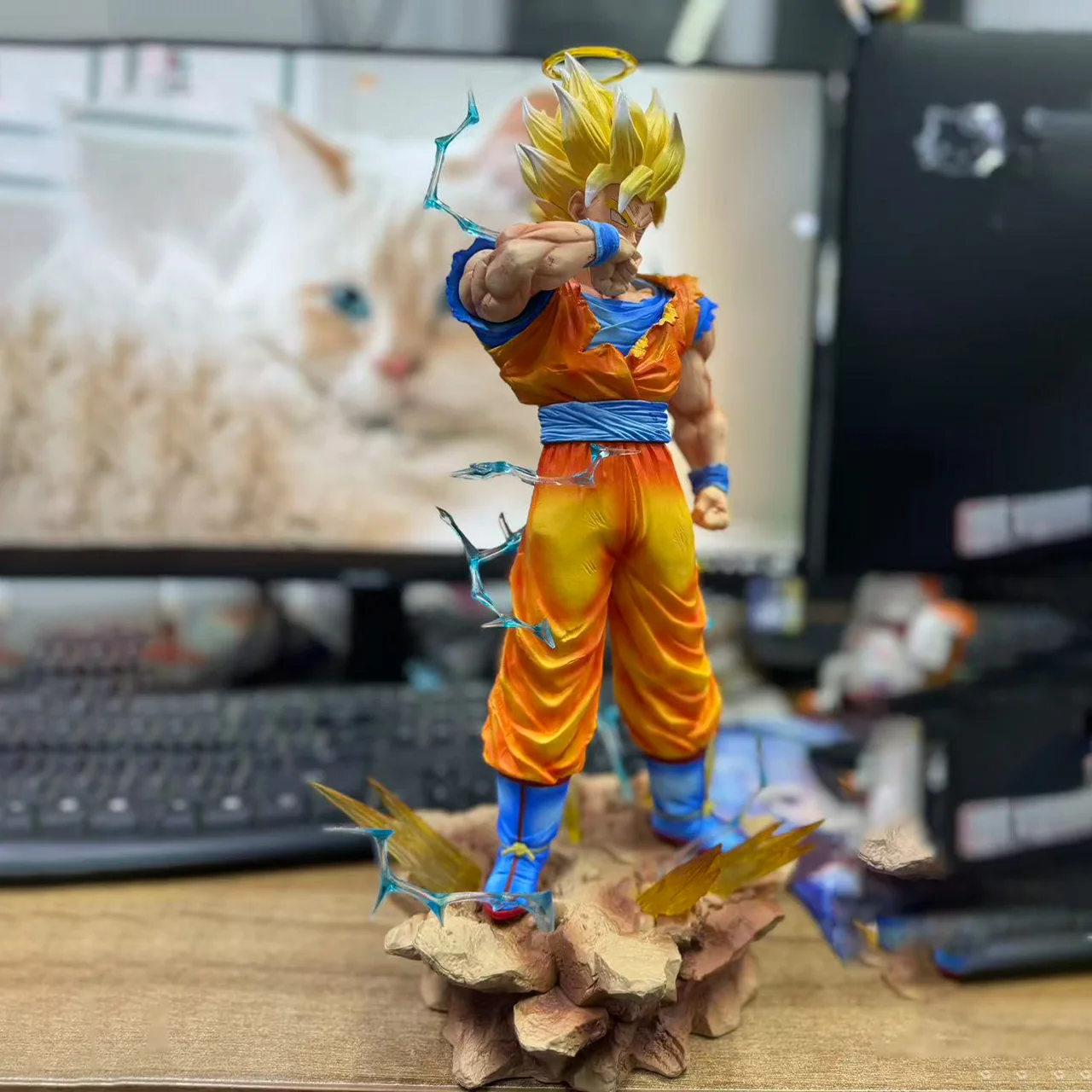 Dragon Ball Z Son Goku Ssj2 Figure Led Base Super Saiyan 2 Goku Pvc Action Figures 33cm/12.2inch Collection Model Toys Gifts