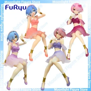In Stock FuRyu Ram Rem Twinkle Party Noodle Pressure Desktop Cute Dolls Anime Action Figure Toy Gift Model Collection