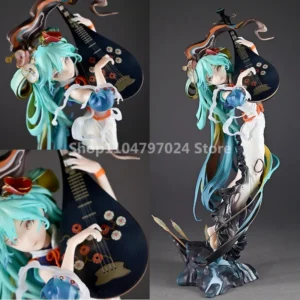 11in Hatsune Miku Play The Pipa Ver Action Figure Anime Pvc Model Doll Acg Collectible Figurine Long Hair Miku Fairy Gift Adult