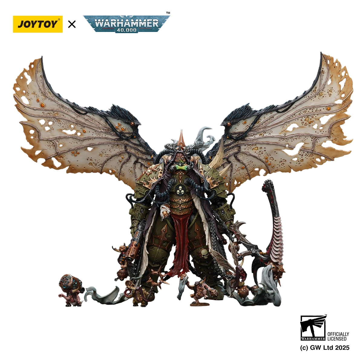 JOYTOY 1/18 Action Figures Mortarion Daemon Primarch of Nurgle with Ancient weapons‘The Lantern’ and ‘Silence’