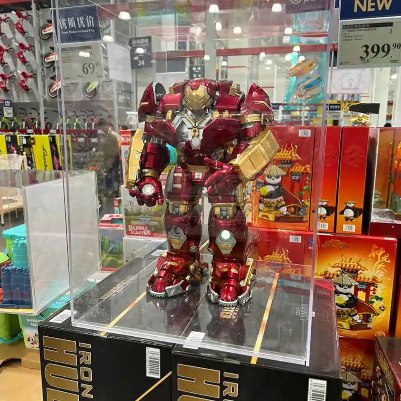 Marvel Fondjoy Hulkbuster Iron Man Mark XLIV 18 Inches LED Light Up Action Figure Assemble Movie Character Model Gift For Boys