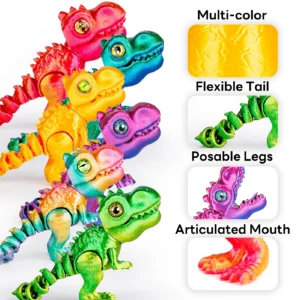 3D Printed Dragon Egg with Articulated Dinosaur Toy, Movable Joint Fidget Toy for Kids & Adults, Cool Office Desk Decor Gift