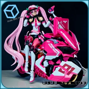 In Stock SOSKILL X Hatsun Miku Sakura Miku Pink Motorcycle Action Figure Assembly Model 16CM Genuine Collect Model Toys Gifts